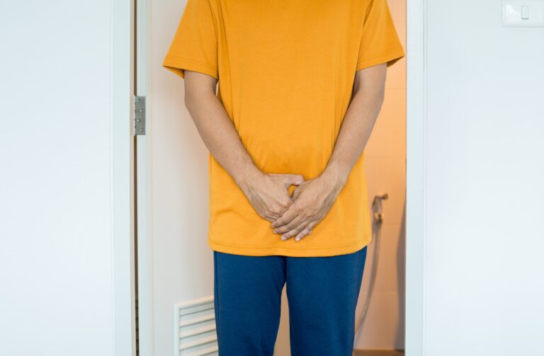 Hands man holding crotch,Male need to pee at toilet,Prostate cancer