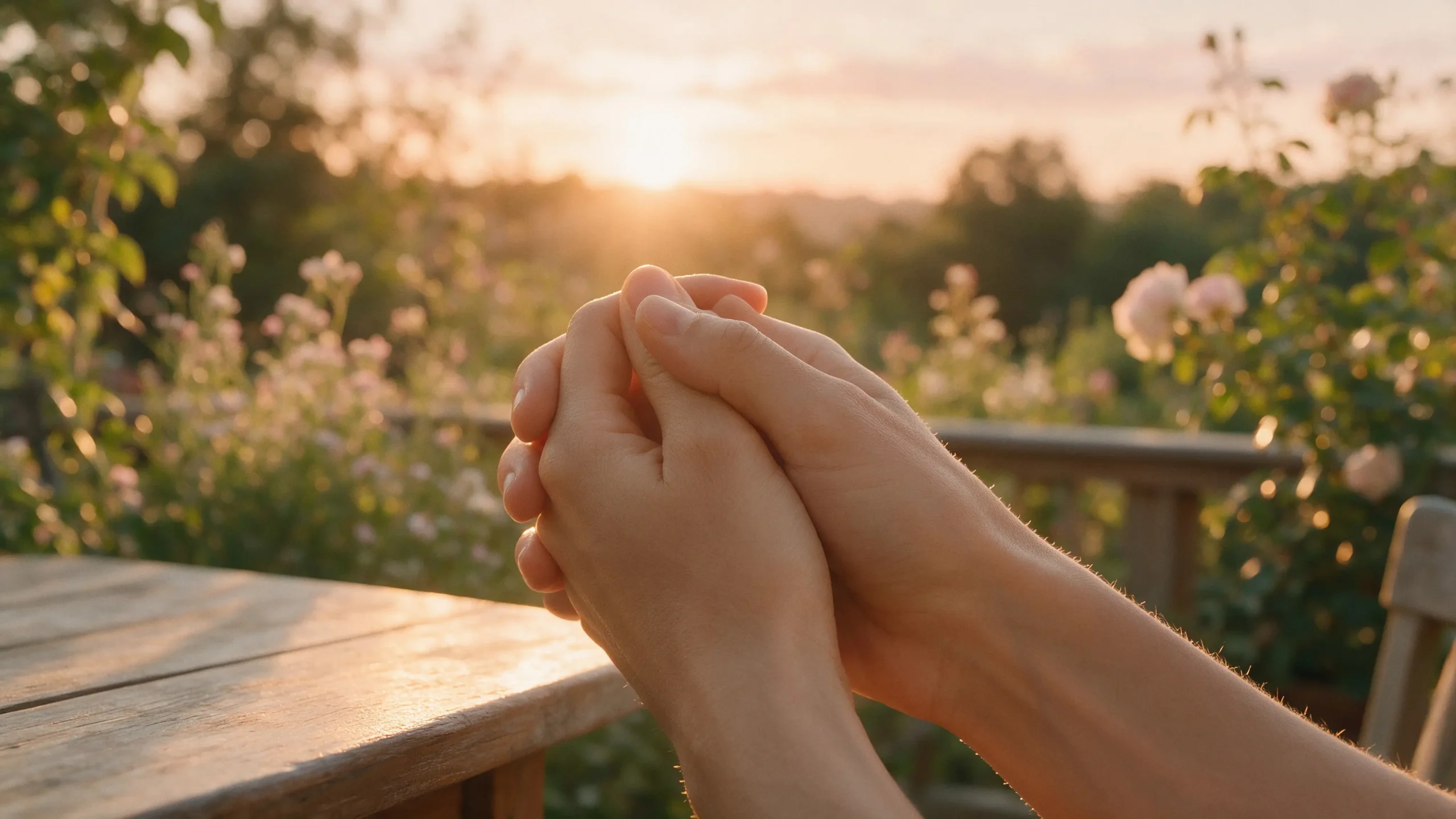 Pareja tomada de las manos al atardecer, símbolo de confianza e intimidad