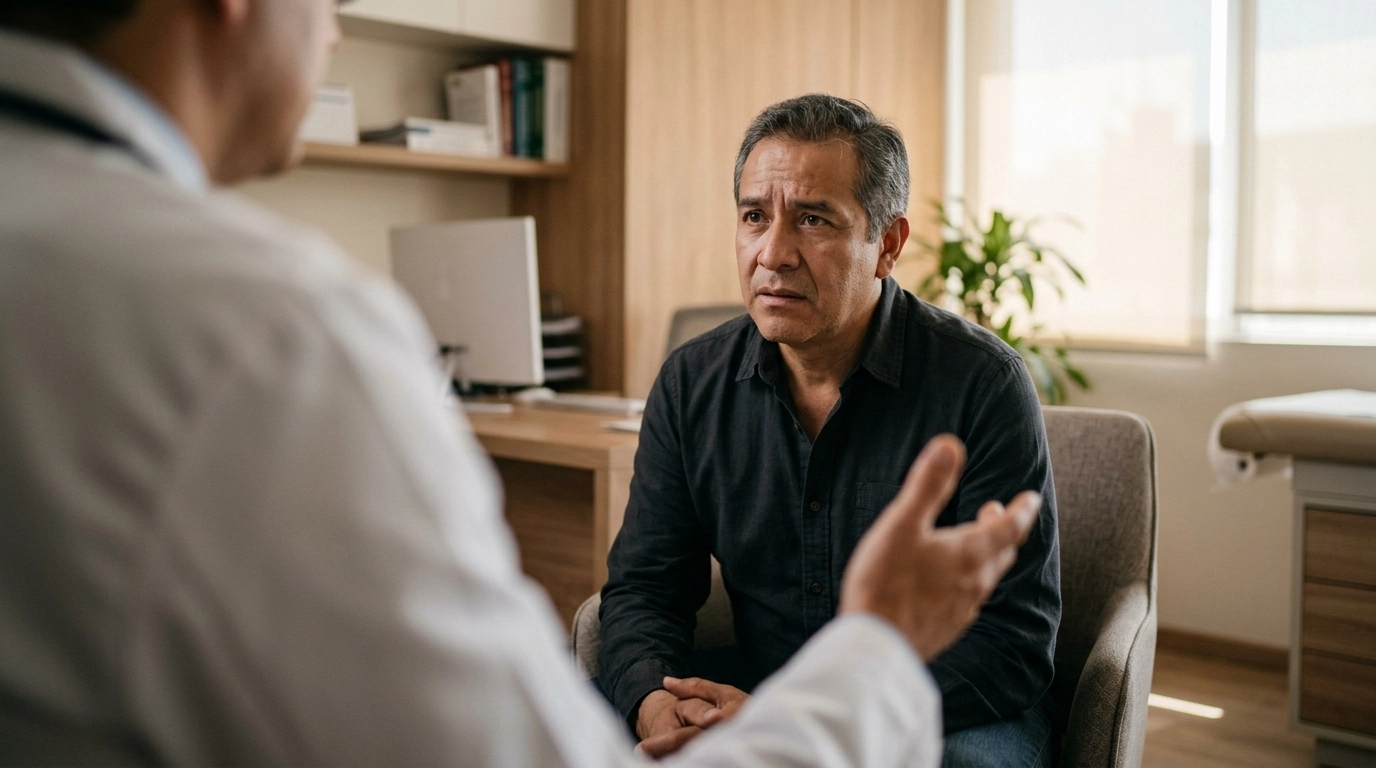 Hombre en su primera consulta con el urólogo en Monterrey